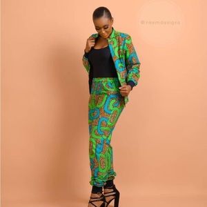 Custom Ankara bomber jacket